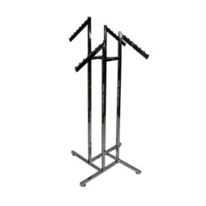 4 Way Clothing Rack With Rectangular Waterfall Arms - Chrome