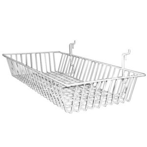 24" L X 12" D X 4" H Grid & Slat Wire Basket - White
