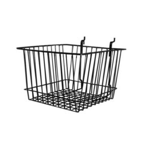 12" L X 12" D X 8" H Grid & Slat Wire Basket - Black