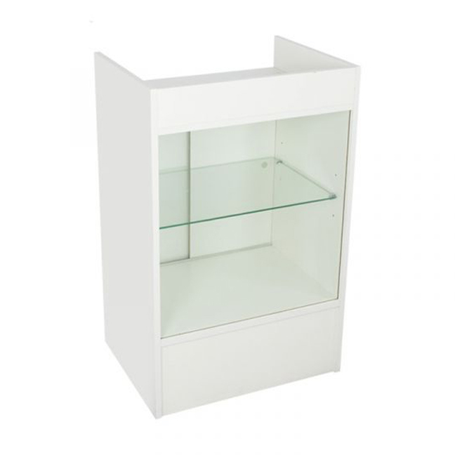 Glass Front Cash Register Stand Knocked Down - White
