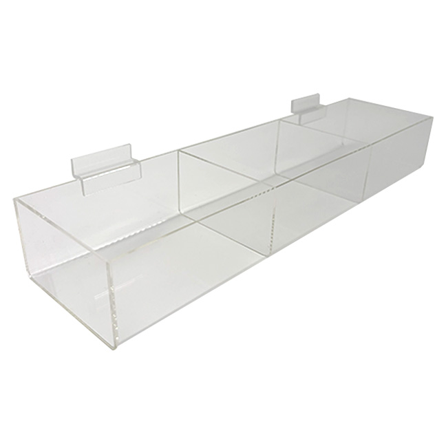 3 Compartment Acrylic Slat Bin - Clear