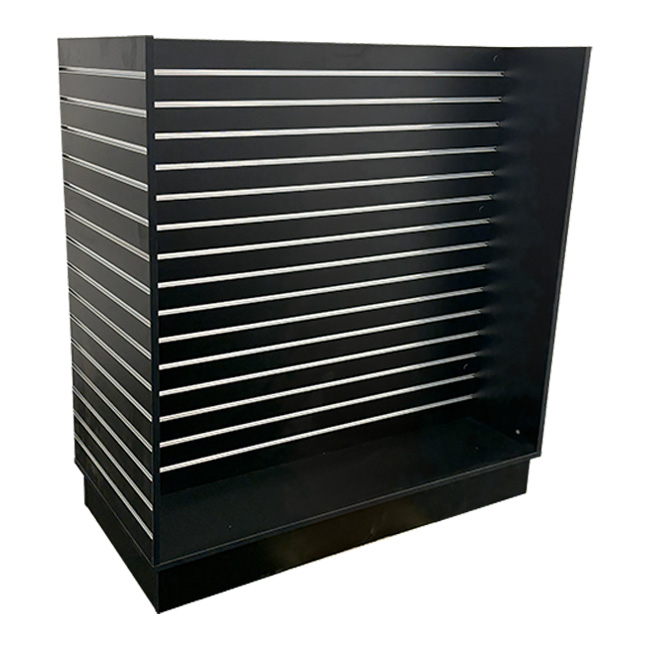 4' Slatwall Gondola Floor Display with Metal Inserts - Black
